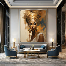 Load image into Gallery viewer, Abstract Painting Gold Turban Woman Art for Bedroom &amp; Salon Decor LargeART2159
