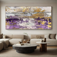 Load image into Gallery viewer, Purple - Gold - Gray Fusion Art for Upscale Spa &amp; Boutique Hotel LargeART0845
