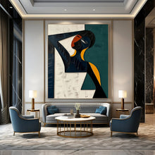 Load image into Gallery viewer, “Cubist Figure in Color Blocks” - Geometric Abstract Portrait on Canvas DKH1466
