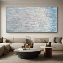 Load image into Gallery viewer, Oversized Light Blue Linear Abstract Art for Minimalist Bedroom &amp; Modern Office LargeART0475
