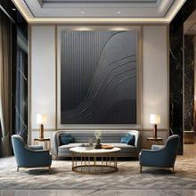 Load image into Gallery viewer, “Black Textured Curves” - Modern Abstract Art on Canvas DKH1482

