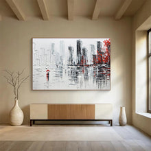 Load image into Gallery viewer, City Rain “Romantic Urban” Painting on Canvas, Impasto Cityscape Art DKH886
