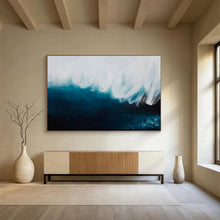 Load image into Gallery viewer, Blue &amp; White Wave Abstract - Coastal Living Room Art LargeART1498
