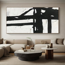 Load image into Gallery viewer, Substantial Bold Black - White Cross Abstract Acrylic for Art - Filled Dining Room LargeART0279
