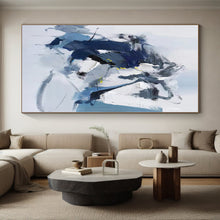 Load image into Gallery viewer, Oversized Blue - Gray Abstract Art for Contemporary Bedroom &amp; Art Gallery Nook LargeART0485
