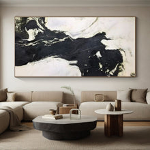 Load image into Gallery viewer, Custom Large Black - White Dynamic Strokes - Ideal for Modern Monochrome Lounge &amp; Edgy Art Gallery LargeART0733
