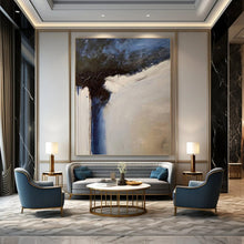 Load image into Gallery viewer, “Blue &amp; White Textured Abstraction” - Expressive Abstract Art on Canvas DKH1499
