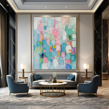 Load image into Gallery viewer, “Pastel Patchwork of Colors” Abstract Painting on Canvas, Whimsical Home Accent DKH997

