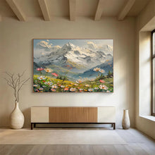 Load image into Gallery viewer, Snowy Mountain and Flower Field Abstract Painting on Canvas - “Alpine Dream” DKH674

