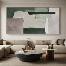Load image into Gallery viewer, Large - Scale Green &amp; Gray Geometric Abstract Art for Eco - Friendly Store &amp; Home Library LargeART0392
