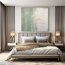 Load image into Gallery viewer, Green and Gold Abstract Lines Acrylic Art, Nice for Yoga Studio &amp; Light - Filled Bedroom LargeART1043
