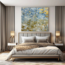 Load image into Gallery viewer, Blue and Gold Textured Abstract Canvas Painting, Ideal for Coastal Living Room &amp; Elegant Office LargeART1224
