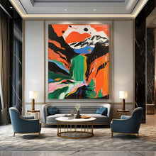 Load image into Gallery viewer, “Color - Drenched Mountain Waterfall” – Vivid Landscape Painting with Free - flowing Colors DTP105
