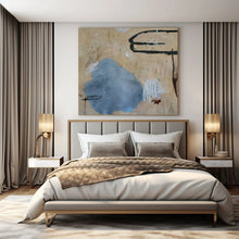 Load image into Gallery viewer, Beige &amp; Blue Abstract Painting, Ideal for Minimalist Living Room &amp; Neutral - Toned Office LargeART1414
