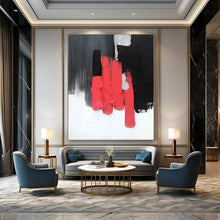 Load image into Gallery viewer, “Bold Red &amp; Black Blocks” – Thick red, black, gray, white blocks, striking contrast DTP394
