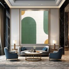 Load image into Gallery viewer, “Green Arches with Golden Accents” - Green, Gold Abstract Art on Canvas DKH1170
