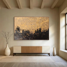 Load image into Gallery viewer, Gold &amp; Black Abstract Landscape Painting - Ideal for Rustic Home &amp; Art - Inspired Library DKH020
