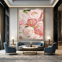 Load image into Gallery viewer, “Impressionistic Pink Roses” Abstract Floral Painting on Canvas, Romantic Decor DKH983
