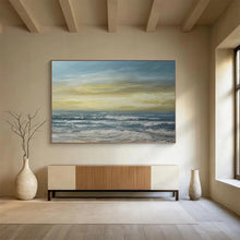 Load image into Gallery viewer, Golden Horizon Over the Waves Abstract acrylic painting DLZ033
