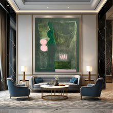 Load image into Gallery viewer, Dark Green &amp; Pink Abstract Painting, Suited for Moody Living Room &amp; Modern Art Gallery LargeART1846
