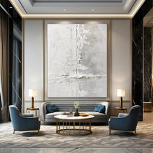 Load image into Gallery viewer, “White Textured Wall” – White &amp; Gray Abstract Acrylic with Rough Textures DTP066
