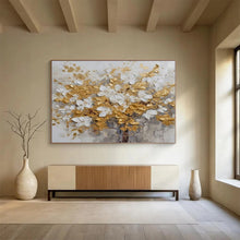 Load image into Gallery viewer, “Golden and White Blossom Tree” - Textured Floral Abstract Acrylic, Ideal for Luxury Bedroom and Dining Room DLZ246
