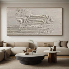 Load image into Gallery viewer, Textured White Curved Lines Acrylic Art - Great for Scandinavian - inspired Nursery &amp; Zen Meditation Space LargeART0596
