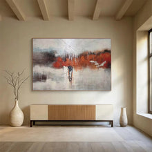Load image into Gallery viewer, Abstract Landscape Painting with Gray, Red, and White for Modern Art Space &amp; Thoughtful Library DKH299
