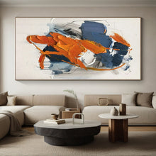 Load image into Gallery viewer, Blue and Orange Abstract Textured Strokes Acrylic Art - Suited for Coastal - inspired Living Room &amp; Creative Coworking Space LargeART0613
