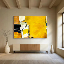 Load image into Gallery viewer, Hand - painted Oversized Abstract Yellow and Black Composition Acrylic Art for Bold Home Offices LargeART1806
