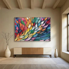 Load image into Gallery viewer, Colorful Feather - Like Abstract Painting on Canvas - “Wings of Color” DKH689
