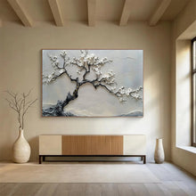 Load image into Gallery viewer, 3D Textured White Blossom Tree Abstract Painting on Canvas - “Zen Tree” DKH695
