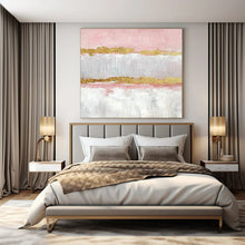 Load image into Gallery viewer, Grand Hand - painted Pink and Gold Elegance Acrylic Art for Glamorous Dining Rooms LargeART0207
