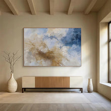 Load image into Gallery viewer, Blue and Beige Abstract Painting for Minimalist Bedroom &amp; Calm Office DKH136
