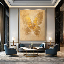 Load image into Gallery viewer, Textured Gold Butterfly Abstract Painting, Ideal for Glamorous Entryway &amp; Elegant Bedroom LargeART1899
