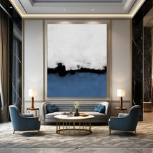 Load image into Gallery viewer, Monochromatic Black, White &amp; Blue Abstract Painting, Perfect for Modern Office &amp; Sleek Hallway LargeART1964
