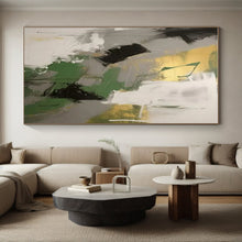 Load image into Gallery viewer, Gold - Green Abstract Acrylic for Office Lobby &amp; Art Gallery LargeART0815
