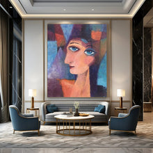 Load image into Gallery viewer, Colorful Cubist Portrait Abstract Painting, Perfect for Art - Lover’s Bedroom &amp; Bohemian Living Room LargeART1997
