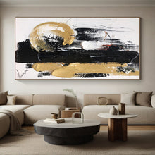 Load image into Gallery viewer, Large - Format Black - Gold Abstract Art for Luxury Entryway &amp; Opulent Lounge LargeART0509
