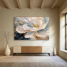 Load image into Gallery viewer, Gold - Accented Floral Abstract Painting on Canvas - “Elegant Blossom” DKH682
