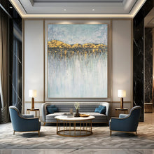 Load image into Gallery viewer, Gold &amp; Blue Textured Mountain Drip Abstract Art, Ideal for Luxe Bedroom &amp; Inspirational Office LargeART2077
