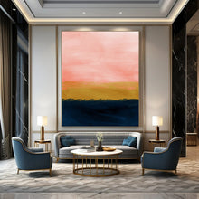 Load image into Gallery viewer, Pink and Gold Sunset Abstract Art, Perfect for Bohemian Living Room &amp; Dreamy Bedroom LargeART2022
