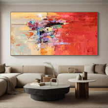 Load image into Gallery viewer, Enormous Vivid Red Abstract Cityscape Acrylic for Energetic Game Room LargeART0291
