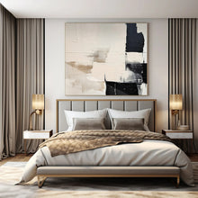 Load image into Gallery viewer, Hand - painted Substantial Beige - Black Geometric Abstract Acrylic Art for Modern Offices LargeART0130
