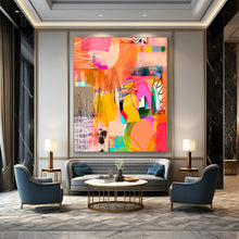Load image into Gallery viewer, Vibrant Abstract Collage Painting, Ideal for Modern Art Studio &amp; Trendy Boutique LargeART1841
