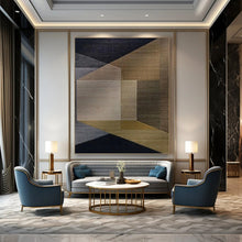 Load image into Gallery viewer, “Geometric Earth Tone Art” - Brown, Grey, Gold Abstract Art on Canvas DKH1134
