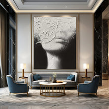 Load image into Gallery viewer, Textured Black - and - White Portrait Painting, Suited for Moody Bedroom &amp; Modern Art Studio LargeART1871
