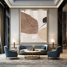 Load image into Gallery viewer, “Neutral Shapes &amp; Black Lines” - Minimalist Abstract Art on Canvas DKH1519
