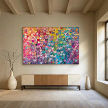 Load image into Gallery viewer, Hand - painted Massive Colorful Heart Mosaic Acrylic Art for Playful Family Rooms LargeART1759
