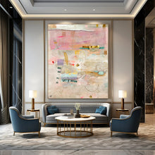 Load image into Gallery viewer, Pink and Gold Collage Abstract Painting, Ideal for Bohemian Bedroom &amp; Luxury Spa Lounge LargeART1853

